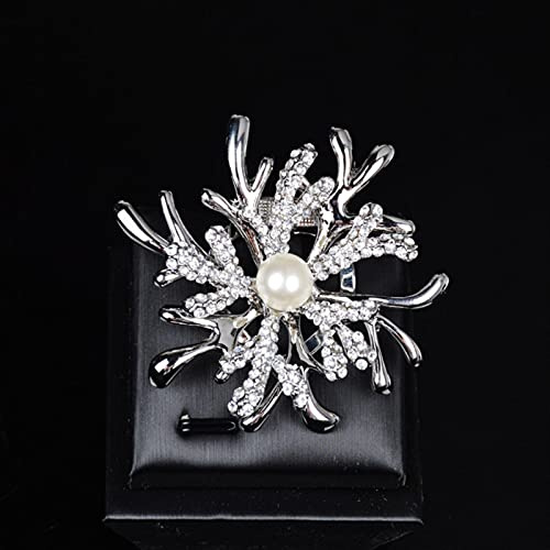HCMA Spille di Gioielli di Natale per Le Donne Spilla di Lusso per Feste in Argento 925 Gioielli di Perle Spille per Feste di Natale con Fiocco di Neve Unisex