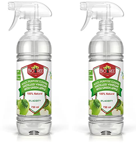 Biotree - Extra Strong 8% White Vinegar Glass Cleaner 2x 750ml Spray Bottles + Hint of Apple