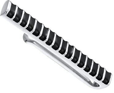 Kuzzoi Herren Krawattennadel strukturiert, Krawattenklammer (5 mm) für normale Krawatten aus 925er Sterling Silber, Krawattenschmuck für Männer mit Emaille schwarz verziert