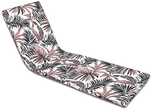 MERCURY TEXTIL- Cojín para Tumbona Estampado o Liso de Exterior o Interior, Cómodo, Lavable y Elegante. Ideal para Jardín, Piscina, Playa, Terraza y Balcón. (180x50cm, Hojas Marrón)