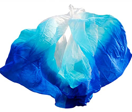 Damen 100 % Bauchtanz-Schleier, Seide, Regenbogenfarben, Figur1 M-200 cm-90 cm