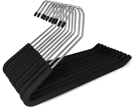 Homa Jia Open Ended Pants Hangers, 10 Pack Non-Slip Foam Padded Pants Hangers Space Saving Heavy Duty for Jeans, Trousers, Slacks