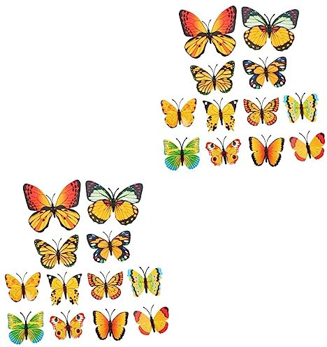 Toyvian 2 Sets Schmetterling Wandtattoos Set Realistische 3d Aufkleber Selbstklebende Wanddekoration für Zuhause Wohnzimmer Stück * 2