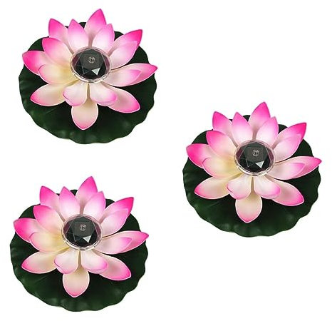 Amosfun 3 Stücke Elegante Lotus Dekoration Solar Powered Landschaft Lichter Energie Effiziente