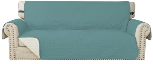 YSTELLAA 100% Wasserdicht Sofa Überzug 3 Sitzer, Couch Bezug Rutschfes, Waschbar Couchüberzug, Sofabezug Mit Armlehnen, Universal Sofa Covers Für Katze Hund, Mit Gummiband, Clearwater Blau