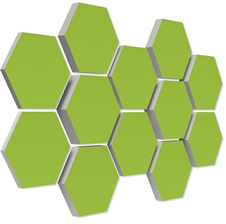 platino24 Schallabsorber COLORE aus Basotec G+ I Akustikpaneele mit Akustikfilz I 3D Wand-Paneele mit 12 Waben in Hellgrün I Akustikplatten zur Schalldämmung in Büro, Studio & Wohnung