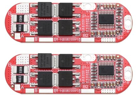Be In Your Mind 2 Pièces Panneau de Protection de Batterie Au Lithium Polymère 3.7V 20A 4s Panneau de Protection de Batterie Au Lithium 18650 BMS PCM 55x18mm Rouge