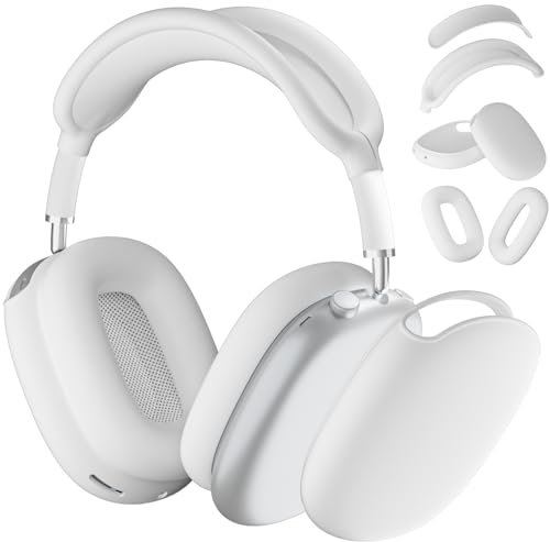 ATUAT Schutzhülle für AirPods Max Kopfhörer, Schutzhülle, Silikon, kratzfest, für Apple AirPods Max 2024/2020 (USB-C/Lightning), Weiß