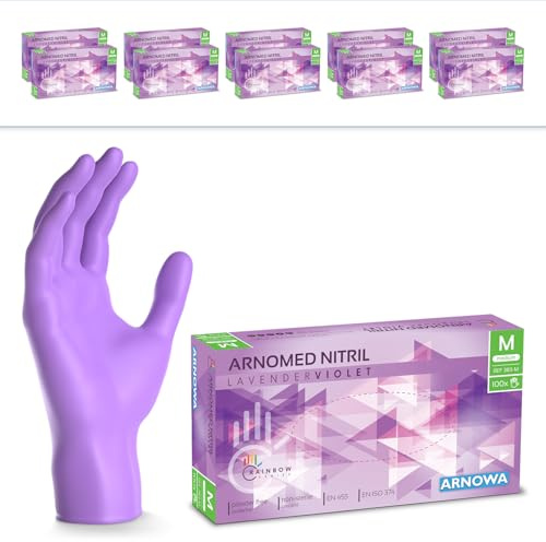 ARNOMED Guanti monouso viola, guanti in nitrile M, 2000x guanti monouso nitrile (20 scatole), guanti in nitrile senza polvere e lattice, guanti per alimenti, guanti nitrile taglie XS, S, M, L e XL