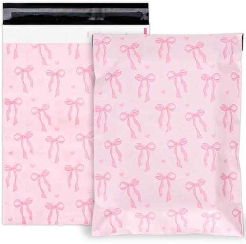JarThenaAMCS 100 st rosa rosetter Poly Mailers söta rosetter och hjärtdesign packpåse med självtätande presentkuvert för småföretag boutique kläder