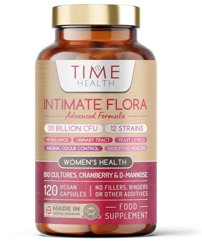 Intimate Flora | Probiotics for Women | Nutritionist Approved | 120 Capsules | 30 Billion CFU 12-Strain Probiotic | 15,000mg Cranberry Extract | D Mannose | Bio Cultures for Microbiome & Gut | Vegan