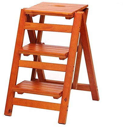 LJPZYOY Kletterhocker für den Innenbereich, 3-Stufen-Leiterhocker, multifunktionaler Kletterstuhl aus Holz, klappbarer Tritthocker, Blumenregal für den Innenbereich, Lagerregal