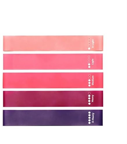 WJIAYAO Fitnessbänder 5 Stücke Yoga Sport Übung Elastische Fitnessbänder Verschiedenen Ebenen Widerstandsbänder Workout Home Gummi Gym Zubehör(Pink)