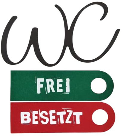 Gotetiso Panneau Toilettesnoire Plaque de Porte Autocollante et Panneaux FREI BESETZT Crochets de Porte en Feutre Sticker Porte Stickers WC Signalisation Porte Décoration de Porte Installation Facile