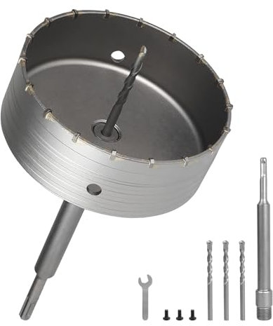 EXLECO Hohl-Bohrkrone 160mm Set Bohrkrone Steckdose Set Kernbohrer Beton Dosenbohrer Trockenbau Steckdosenbohrer mit 220mm Rundgriff SDS Plus Adapter 3 Zentrierbohrer, Lochsäge für Mauerwerk Ziegel