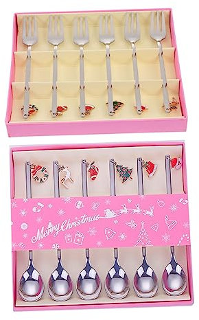 BEBEMOKO Weihnachtliches Besteckset Edelstahl Gabel Und Löffel Satz Küche Tischdekoration Korrosionsbeständig Festliches Design