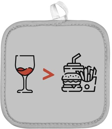 Manique de Cuisine - Le Vin Avant la Bouffe Humour Nourriture - (17 x 17 cm)