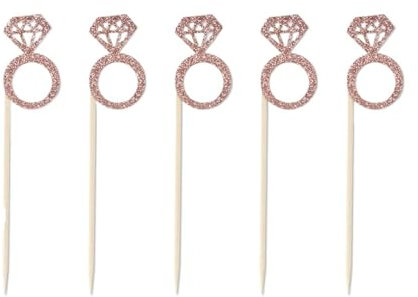 Cake Toppers Tortendeko 20 Stück glitzernde Diamant-Ring-Cupcake-Topper, Hochzeitstorte, Dekoration, Junggesellenabschied, Silber und Gold, Papier-Diamant-Ring-Kuchen-Topper Geburtstag Hochzeit Party