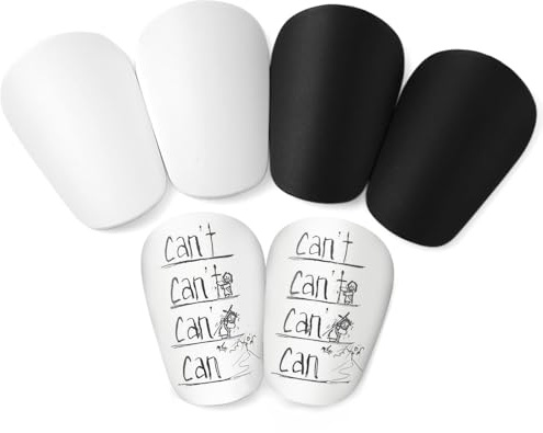 6Pcs Mini Schienbeinschoner für Fußball, 8 x 5 cm Mini Schienbeinschoner, Kinder Fussball, Kleine für Kinder Jungen Mädchen, Graffitiable DIY (Schwarz + Weiß)