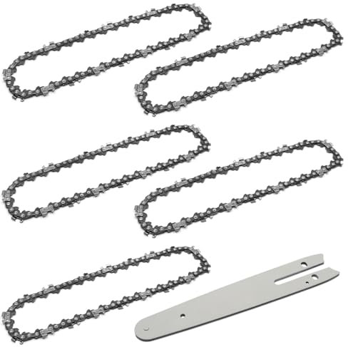 KtbeYTi 5 Pezzi Mini Catena Motosega 6 Pollici 37TG con Barra di Guida Ricambio Catena de Motosega per Tagliare Rami in Giardino