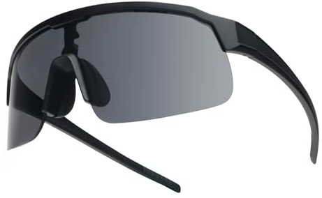 UVTQSSP Cykelglasögon, ultralätta unisex sportglasögon, TR 90 okrossbara ramlösa polariserade vindtäta utomhus UV400 skydd sport solglasögon, svart ram/grå lins
