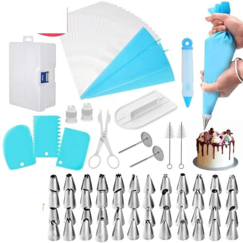 Cake Decorating Kit,Cake Making Equipment 82 Pcs Piping Tips Set with Storage Box Cake Decorating Supplies Kit Nozzles Piping Bags Smoother