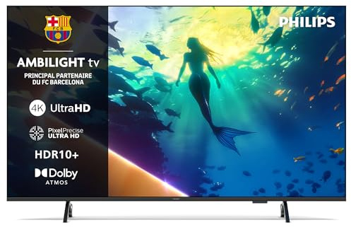 Philips Ambilight 55PUS8000 4K LED Smart TV - Écran 50 Pouces avec Plateforme Pixel Precise Ultra HD, Titan OS et Son Dolby Atmos, Compatible Alexa et Assistant Vocal Google