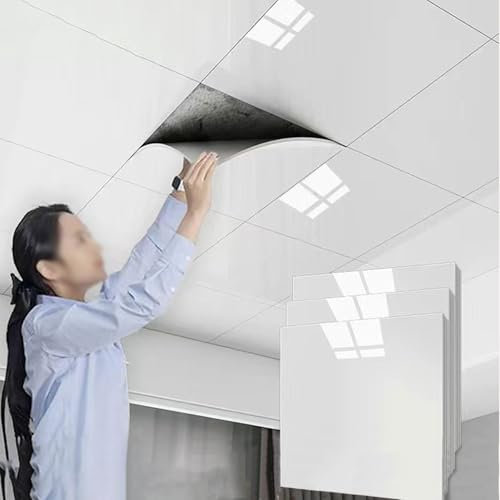 Wasserdichte Deckenfliesen, 300 x 300 mm, weiße Kunststoffplatten für Heim- und Bürodekoration, 10 Stück, einfach zu schneiden und zu installieren, ideal für Bad und Küche, Renovierung