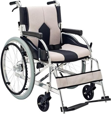 Sedia a rotelle,Carrozzina Pieghevole, Sedie a rotelle da Viaggio Portatili con Freno a Mano e poggiapiedi Rimovibili for Anziani disabili