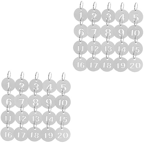 Beavorty 40 piezas Etiquetas Metálicas Numeradas con Anillas Placas de Identificación para Llaves y Organización Oficinas Talleres y Alquileres Resistente Acero Inoxidable para