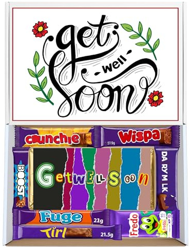 Get Well Soon Chocolate Hamper – Letterbox Friendly Treat – Recovery Gift for Friends, Family, Kids, Surgery Recovery Gifts, Get Well Soon Chocolate Box