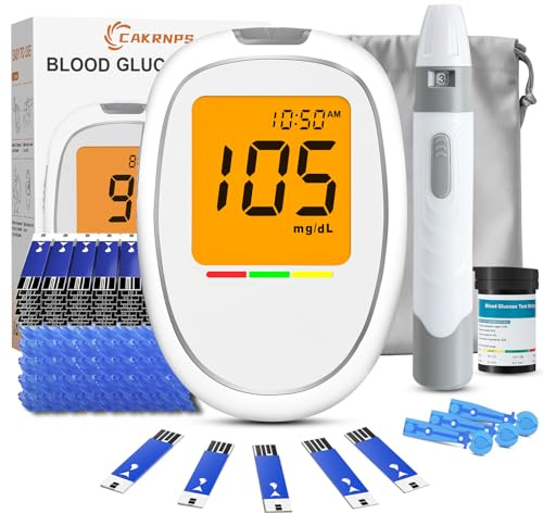 Blood Glucose Monitor Kit, Blood Sugar Testing kit with 50 Blood Sugar Test Strips, 50 Lancets, 1 Blood Glucose Meter, 1 Lancing Device, No Coding Required, Meter Glucometer Kit for Diabetes Testing for Home/Travel Use