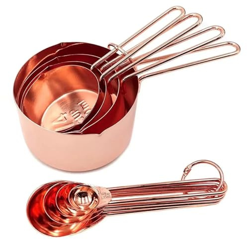 Cucchiai dosatori in acciaio inossidabile, cucchiai e tazze placcati in rame oro rosa, set di utensili da cucina, forno Per Cucinare In Cucina