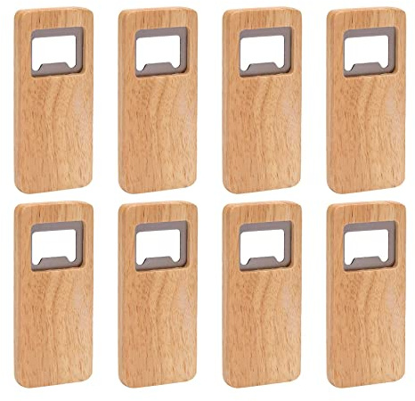 Confezione da 8 apribottiglie in legno for birra, cavatappi con manico in, apriscatole quadrati in acciaio inox, accessori cucina for bar
