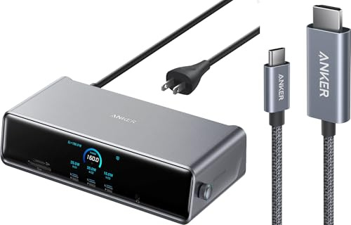 Anker Prime Docking Station,14-Port Triple Display with DisplayLink, 140W Max, Smart Display, Triple 4K 60Hz, Cooling Fan & HDMI Cable (4K@60Hz,3 FT)