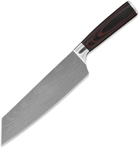 Generico Coltello Bunka 20 cm in Acciaio Inox, Stile Santoku con Punta Angolata, Coltello Giapponese per Verdure Carne e Pesce, Lama Precisa e Bilanciata