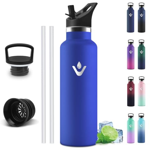 Motswedi Borraccia Termica 750 ml, con Cannuccia, Borracce Acciaio Inox, a Prova di Perdite, Borraccia Palestra, Bottiglia Termica, per Sport, Palestra, Ciclismo, Blu Reale