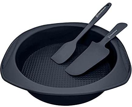 Backhaus Molde Redondo para Tartas, Juego de Repostería de Silicona Platino Antiadherente con Espátula, Libres de BPA | Negro