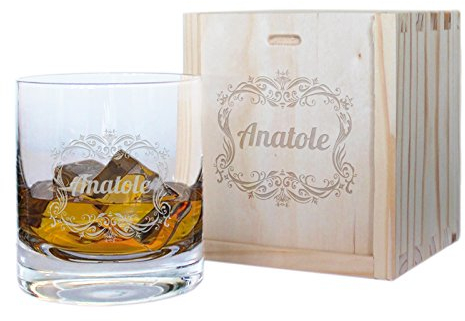Amiregalo Vaso de Whisky Grabado y su Caja de Madera - Nombre