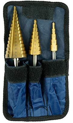HRB Profi Stufenbohrer Set Kegelbohrer Konusbohrer titannitriert (3er Set 4-32,4-20,4-12mm)