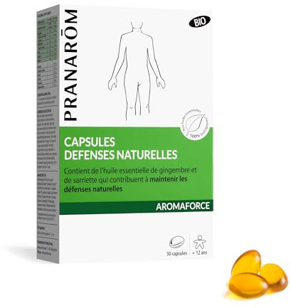 Pranarôm Aromaforce Capsules Défenses Naturelles Bio 30 Capsules | Gingembre et sarriette pour contribuer au maintien des défenses naturelles pendant l'hiver.