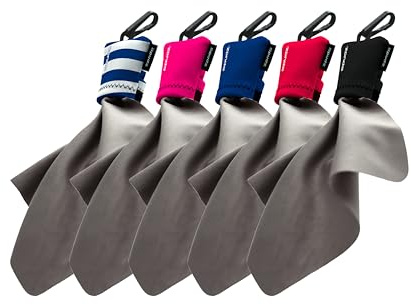 SPUDZ Ultra Variety Pack | 5 15,2 x 15,2 cm Mikrofaser-Handtücher mit Neoprenbeuteln | Premium Mikrofaser-Reinigungstücher für Laptops, Objektive, Kameras, Bildschirme und mehr | 5 Farben (Allgemein)