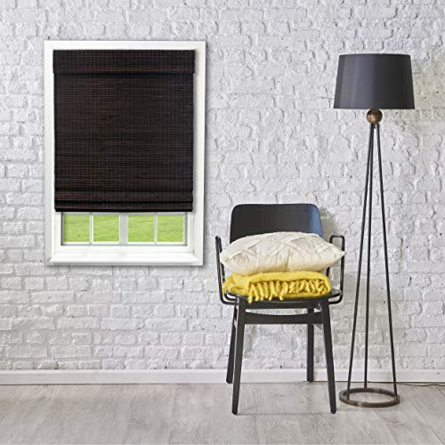 Radiance Kabellose Bambus-Roman-Sonnenblenden für Fenster, Flachgewebe-Bambusrollos zur Reduzierung von hellem Licht, einfach anzuheben und zusammenzuklappen, Espresso, 88,9 cm B x 121,9 cm L -