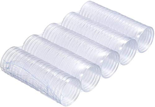 VIVIIHOO DILISEN 100 Stücke 40 mm Münze Kapseln Runde Münzhalter Kunststoffmünze Behälter Fall für Münze Sammlung Lieferung mit Papierkasten