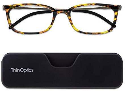 ThinOptics Connect Lesebrille, inklusive Magentic-Telefonhülle, Unisex, Herren, Damen, ultradünn, kompakt und leicht | Ultraleichte Lesehilfe ohne Bügel im flachen Etui, das am Handy haftet, für unterwegs, im Taschenformat, kratzfeste Linsen