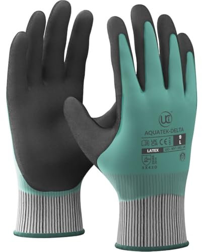 UCI 10 x AQUATEK-DELTA Dual Coated Latex ISO Cut D Anatomically Shaped HPPE Steel Liner Safety Work Gloves 3X43D (11 / XXL)