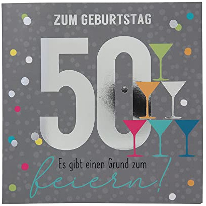 Depesche 11515-042 Zahlenkarte zum 50. Geburtstag mit Musik, veredelte Klappkarte mit originellem Innentext, inkl. Umschlag, Format 15,5 x 15,5 cm