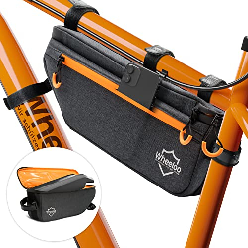 Wheeloo Fahrrad Rahmentasche 4L wasserdicht für Bikepacking I 2 Fächer I 330g I Lackschonende Montage I Akkutasche für E-Bike, Rennrad, Mountainbike Rahmen I Dreiecktasche Komfort-Reißverschluss