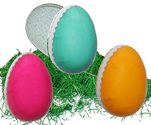 alles-meine.de GmbH Ostergras + 3 Füll - Pappeier 12 cm - einfarbig bunt - pink - türkis - gelb - Osterei/Ei zum befüllen - Deko Pappe Papp Pappeier Dekoei Pappostereier Füllen..