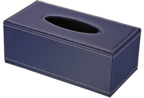 PATIKIL 9.4x4.7x3.7 Tissue Box Cover, PVC Leather Rectangle Waterproof Napkin Paper Towel Dispenser Holder for Countertop Home Office Car, Blue
